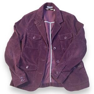 LL Bean Jacket Women XS Purple Corduroy Button‎ Up Flap Pockets Utility Outdoor​